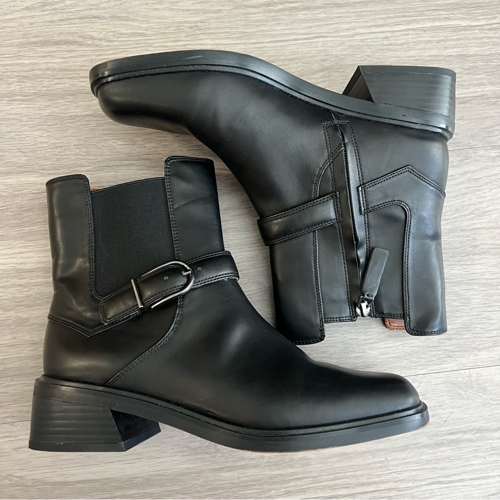 Franco Sarto, Gratia, Black, Leather, Buckle Boots | Women’s 8 - Picture 3 of 7